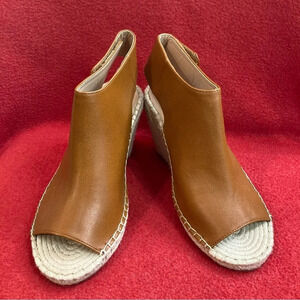MATT & NAT Sz 38  Acacia Peep Toe Velcro Closure Espadrille Wrapped Wedges
